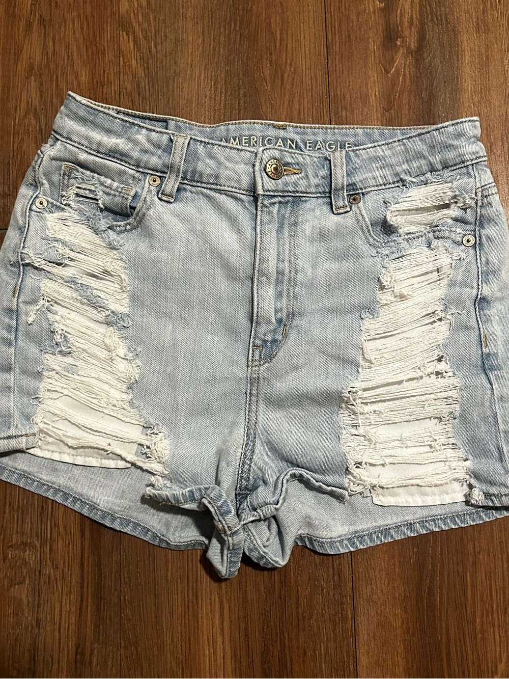 American Eagle Comfort Stretch Waist Band High Rise Mom Shorts Size 2 Distressed